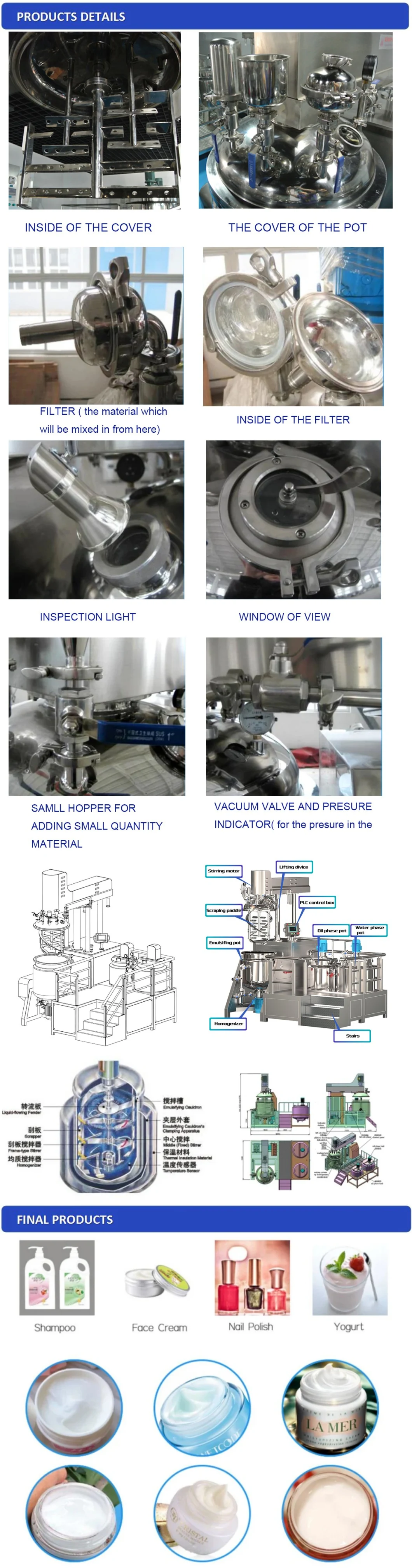Industrial Double with Disperser for Lithium Battery Slurry Hydraulic Planetary Mixer Oilment