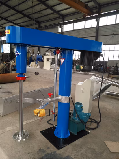 Meilleur prix 7.5kw 400L plate-forme de levage hydraulique type émulsion mélangeur de peinture au latex disperseur à grande vitesse de la machine